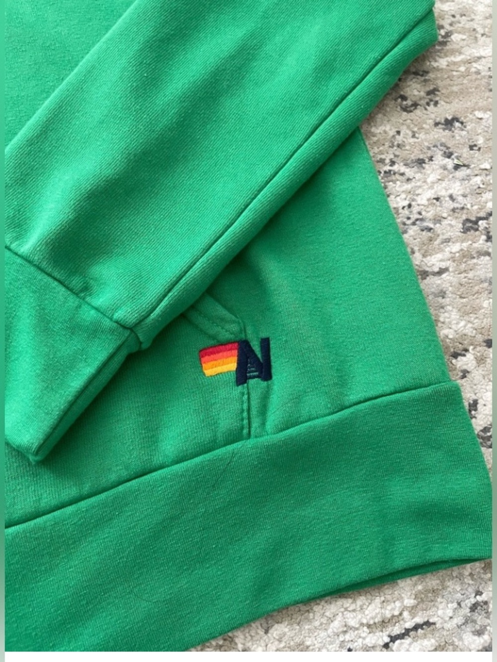 Aviator Nation 5 Stripe Green Zip Up Hoodie Size M Made USA Rare Sweatshirt - Picture 2 of 8